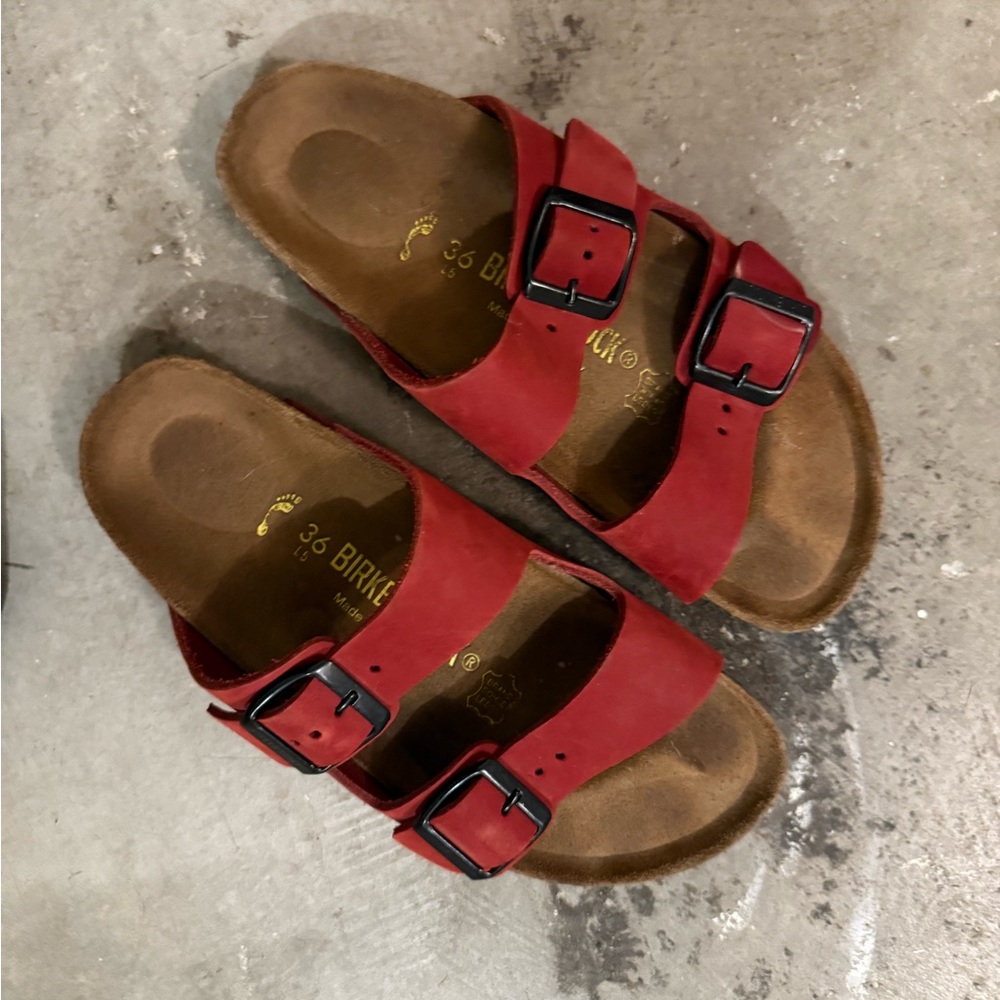 Birkenstock Red Sandals with Adjustable Straps